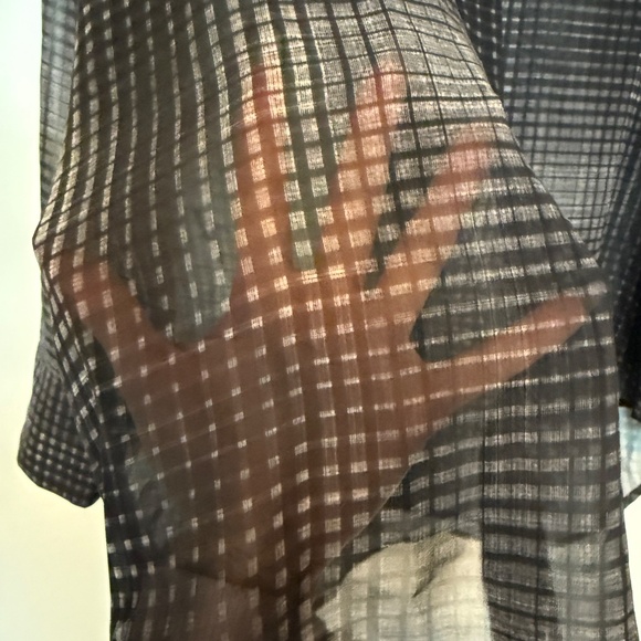 Calvin Klein Chiffon Printed Relaxed Button-Down Shirt - Picture 3 of 4